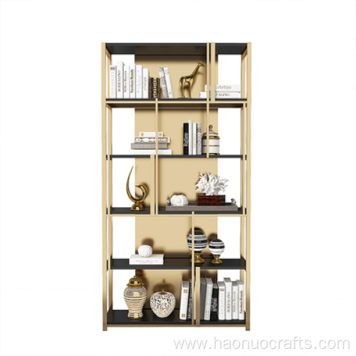 Light luxury wind metal bookshelf marble living room